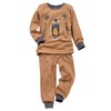 People_Wear_Organic Pyjama in braun, bedruckt mit Motiv Grizzly Bär und Fell